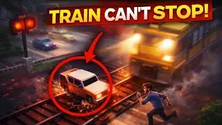 Car Stuck on Railroad Tracks 😱 | Train Incoming!