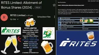 Rites Ltd Email 📧 Of Bonus Shares Allotment Of 1:1 Ratio of Equity Shares Held On Record Date 2024 |