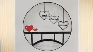 Best friend drawing easy।। circle drawing ideas for beginners।। friendship drawing in circle।