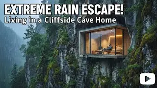 This man Built a SECRET HOUSE inside a CAVE - Building a house in the forest (ASMR)
