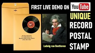 Vinyl Record Postage Stamp of Beethoven Issued by Spain in 2020 - similar to Bhutan vinyl stamp