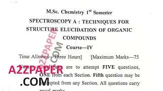 GNDU MSc Chemistry 1st Sem Spectroscopy A QUestion Paper