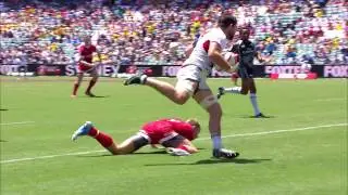 DON'T ARGUE: Danny Barrett FENDS off Canada to score!