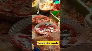 Tomato slice in making. chat time. #foodie #food #vlog #trending #shorts #yummy #chat #tomato #snack