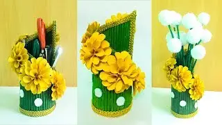 Best out of waste NEWSPAPER CRAFT IDEA /DIY Desk Organizer/Flower Pot/ Waste Material Craft