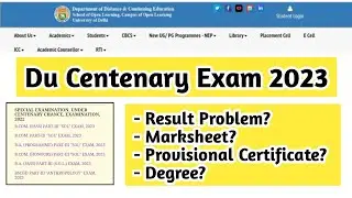 Du Sol Centenary Exam 2023 Result Problem Marksheet Degree | Ran2goal #exam #result #absent #er