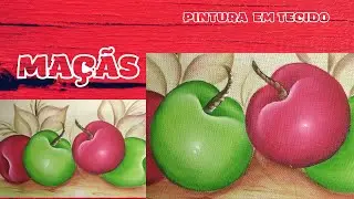 COMO PINTAR MAZANAS,   PINTURA EM TECIDO MAÇÃS VERDES .