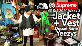 Куртка + жилет + футболка Supreme SS20 W3 TNF Review и Desert Sage Yeezys