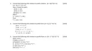 ISC Computer Science Solution of  Prefix Infix Postfix