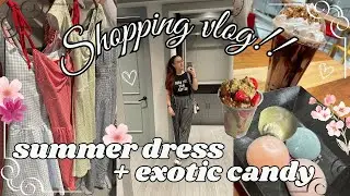 Summer dress shopping vlog!! 😍🌻 | Exotic candy taste test & review 🍓🍡🍫