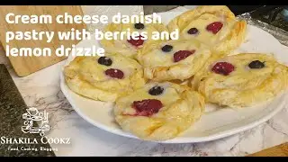 Cream cheese danish pastry recipe with berries and lemon drizzle