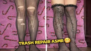 Fixing RIPPED TIGHTS with Thread&hellip; New Year Madness 🎄😳 TRASH REPAIR ASMR 😬 Satisfying #trashrepair