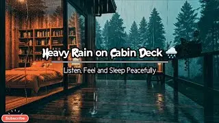 [LIVE 🔴] Heavy Rain on Cabin Deck 🌧️ | Forest Night Ambience