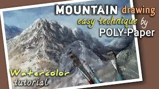 Snow Hill Watercolor | Snowbedg Watercolor Painting | Snow Mountain Watercolor Painting Tutorial