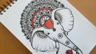 How to draw mandala art for beginners/ Elephant mandala art /step-by-step tutorial