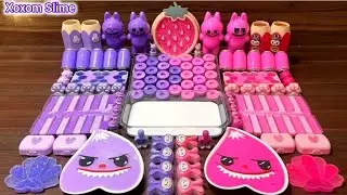 Slime Mixing_ Pink vs Purple Labubu Glossy Slime ASMR Sounds