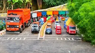 WADIDAU !!! Mobil Truk Tronton Panjang Bongkar Mainan Mobil Mobilan Truk Molen, Excavator, Ambulan 