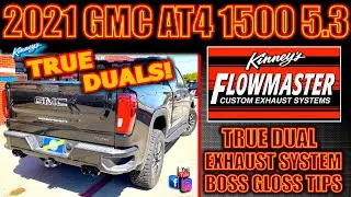 2021 GMC AT4 1500 5.3 Flowmaster &laquo;X&raquo; Flow True Dual Exhaust Boss Quad Ceramic Gloss Tips от Kinney's