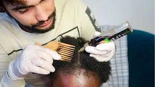 ASMR Parting & Greasing my 4c Afro Coarse Hair