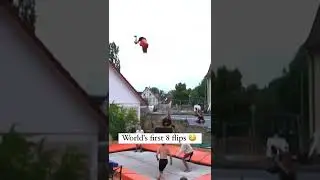 Kid Gets Launched Into The Air | World's First 8 Flips On A Trampoline 😅💨 #shorts