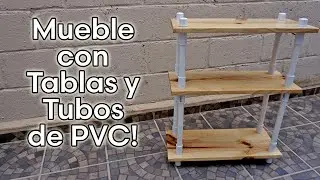 Como Hacer un MUEBLE CON ESTANTES CON TABLAS Y TUBOS DE PVC SIN TORNILLOS O PEGAMENTO