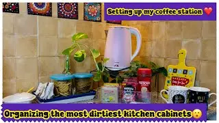 Most demanded Kitchen cabinet cleaning & organizing✨|Winter special tea/coffee station|