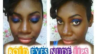 Bold Colorful Eyes With Nude Lips || Summer Makeup For Dark Skin