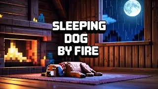 Minecraft Sleeping Dog by the Fireplace