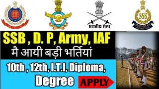 Top 5 latest Defence Job 2020 | | SSB, DP, Army, IAF | 10,12,ITI, Diploma, Degree | Apply