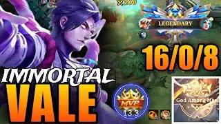 Vale Immortal Gameplay By ML Talkshow - 16 Kills And No Death - God Among Men Vale Top Build ~ MLBB