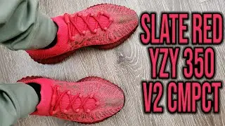 Обзор кроссовок Adidas Yeezy Boost 350 v2 CMPCT Slate Red On Feet (GW6945)