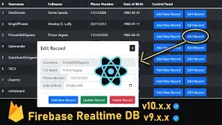 Чтение, запись, обновление и удаление данных в Firebase с помощью таблиц | React JS
