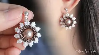 White daisy flower earrings diy. How to make beaded earrings
