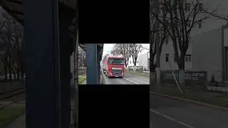 Red DAF XF 106 driving through the city. Bucharest Romania Str. Preciziei
