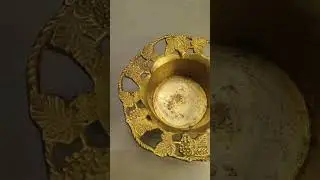 Vintage Brass Serving Plate with Hollowed Grape Vine Pattern  #brassware #brassdecor #brasstray