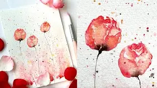 How to paint vivid loose watercolour rose side view? | Original Speed
