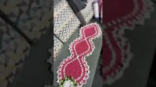 terminando um trilho de mesa em #croche na cor goiaba