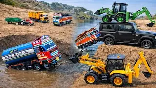 Toy Truck Rescue in River 🚓🚜 | JCB & Police Car Rescue Mission | DA TOY