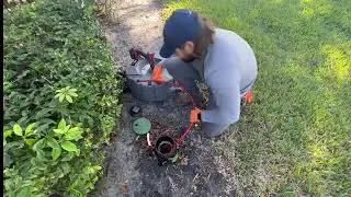 UNCLOGGING DRAIN LINE USING RIDGID FLEX SHAFT 204 DRAIN CLEANING MACHINE