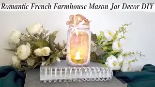 Mod Podge Reverse Decoupage Romantic French Farmhouse Mason Glass Jar Bottle Recycle Decor DIY
