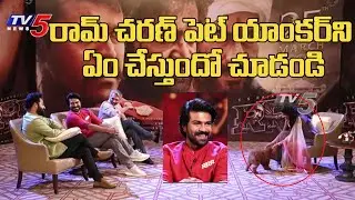 రామ్ చరణ్ పెట్ యాంకర్ ని ఏం చేస్తుందో చూడండి |Ram Charan Pet Fun In Interview |NTR |RRR|TV5Tollywood