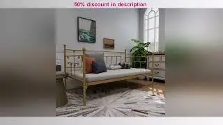 Best product reviews : Daybed Frame Gold Twin Size with Headboard Metal Steel Support Platfor
