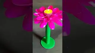 DIY plastic spoon craft idea candle holder | diy lotus candle stand #diwalispecial #Diwalidecor #diy
