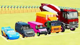 Перевозка синего Маккуина, автобетоносмесителя Mercedes, машины скорой помощи, Volkswagen, полице...