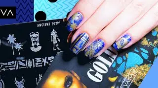 Egyptian Nails!!! Taking your mani to a whole new level by stamping and adding stripes!