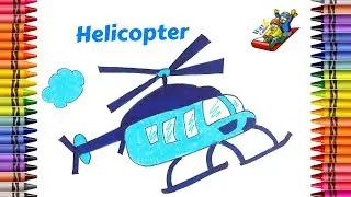 Helicopter drawing and coloring tutorial | How to draw coloring book for kids