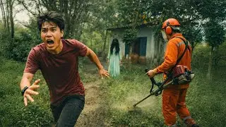 Time-Lapse: Terrifying Moment - Man Runs in Fear After Encountering a Ghost Near an Abandoned House