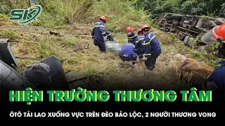 Ô tô tải lao xuống vực sâu 5m trên đèo Bảo Lộc: Cabin xe biến dạng, 2 người thương vong