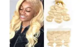 Fabeauty 613 Blonde Human Hair,3 Bundles with Frontal Brazilian Baby Hair, 100% Virgin Human Hair