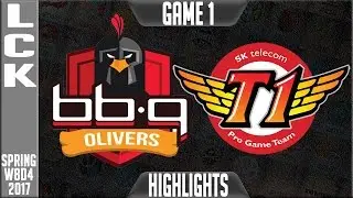 bbq Olivers vs SKT T1 Highlights Game 1 - LCK Week 8 Day 4 Spring 2017 BBQ vs SKT G1